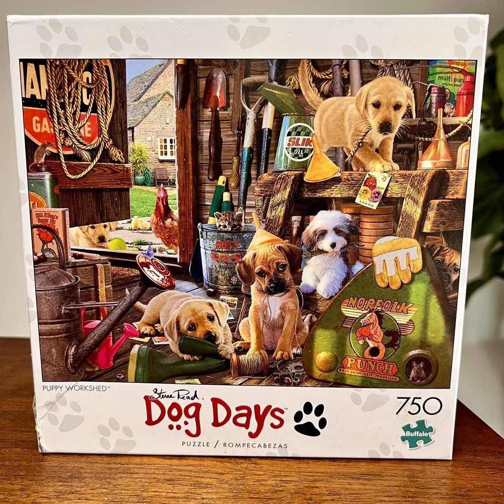 RARE Steve Read "Puppy Workshed"‎ Dog Days 750 Piece Buffalo Jigsaw Puzzle 17343